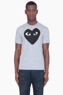 Comme Des Garçons Play  Grey Black Logo T shirt for men