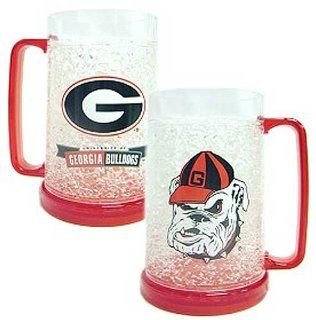 Georgia Bulldogs Freezer Mug   Set of Two Crystal Glasses