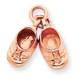 14k Gold Rose Gold Baby Shoes Charm Jewelry