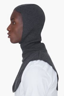 JUUN.J Charcoal Hooded Wool Collar for men