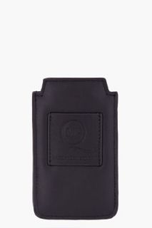 McQ Alexander McQueen Black Leather Logo Embossed Iphone Case for men