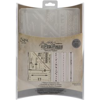 Sizzix Texture Fades Embossing Pattern and Stitches Folders (Pack of 4