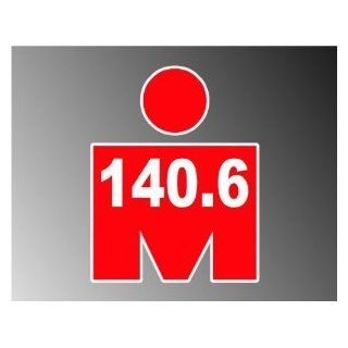 RED Mdot Ironman Triathlon 140.6 Vinyl Decal Bumper