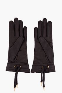 Yves Saint Laurent Black Leather Chyc Gloves for women