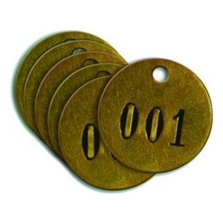 Hanson 40025 #51 #75 1 1/2Diax3/16Hole Brass Round Numberd Tag