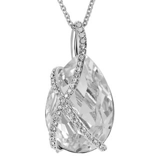 Journee Collection Silvertone Large Swarovski Crystal Drop Necklace