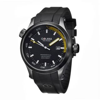 Golana Swiss Mens Aqua Pro 100 Black and Yellow Watch