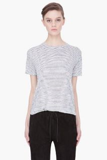 T By Alexander Wang White Combo Striped Knit back T shirt for women