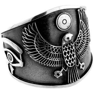 Egyptian Jewelry Silver Eye of Horus Ankh Bangle Jewelry