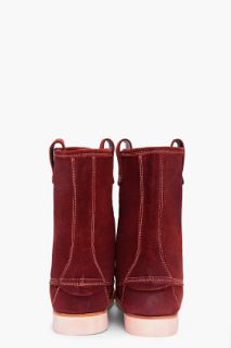 N.D.C. Made by Hand Burgundy Suede Nebraska Boots for men