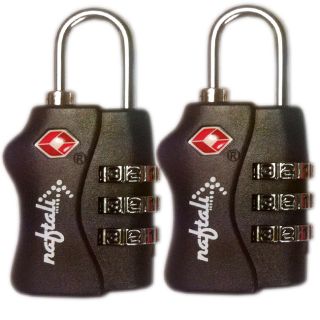 Naftali TSA Black Re settable 3 dial Combination Locks (Set of 2