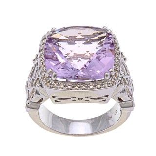 Beverly Hills Charm 14k White Gold Amethyst and 5/8ct TDW Diamond Ring
