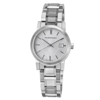 Burberry Womens Large Check Silver Dial Stainless Steel Watch