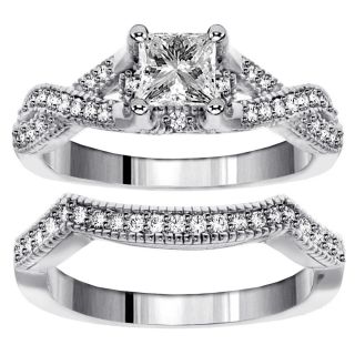 14k White Gold 1 1/5ct TDW Diamond Braided Bridal Ring Set (F G, SI1