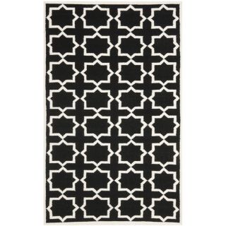 Moroccan Dhurrie Black/ Ivory Wool Rug (8 x 10)
