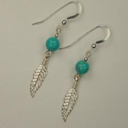 Jewelry by Dawn Turquoise With Feather Sterling Silver Earrings