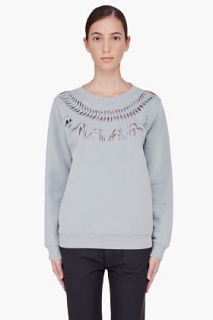 MM6 Maison Martin Margiela Grey Cut Out Crewneck Sweater for women