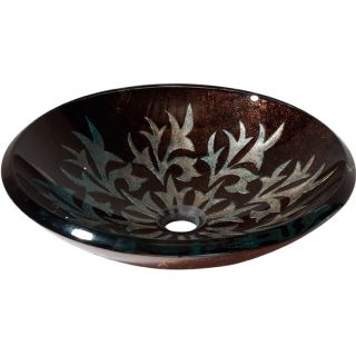 Contemporary Autumn Leaf Tempered Glass Vessel Sink