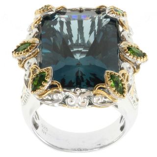 Michael Valitutti Two tone London Blue Topaz and Chrome Diopside Ring
