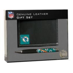 Miami Dolphins Tri fold Wallet and Pen Gift Set