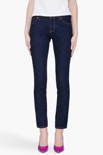 Maison Kitsune Navy Slim Cut Melange Jeans for women