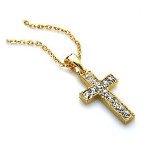Silvity Goldenes Kreuz mit Diamant Strass   dazu eine Kette Gratis. 39