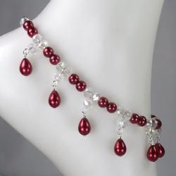 Cherry Red Pearl Wedding Jewelry Set