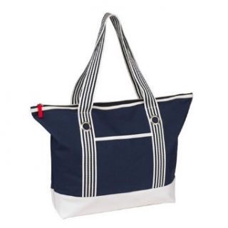 Trendige Strandtasche/Weekender/Shopper/Badetasche blau/weiß marine