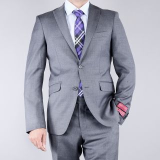 Mantoni Mens Textured Grey 2 button Slim Fit Wool Suit Today $194.99