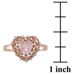 14k Pink Gold 1/10ct TDW Diamond Rose Quartz Ring