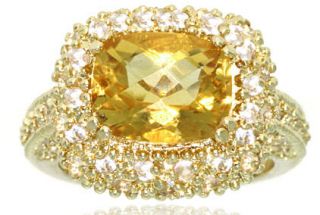 Glitzy Rocks 18k Yellow Gold over Sterling Silver Golden Citrine Ring