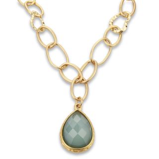 ELYA Designs Goldtone Large Link Green Resin Necklace
