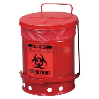 Justrite 05910R Biohazard Waste Container, 15 In. W