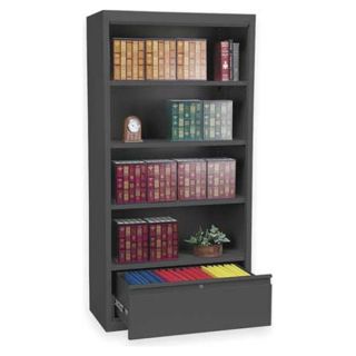 Atlantic Metal BD30361872 09 Bookcase Drawer Cabinet, 4 Shelf, Blk
