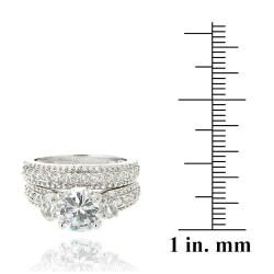 Icz Stonez Rhodiumplated Cubic Zirconia 5 1/5ct TGW Bridal Ring Set