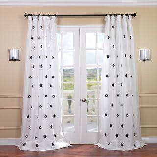 Mirror White Embroidered Faux Silk 120 inch Curtain Panel