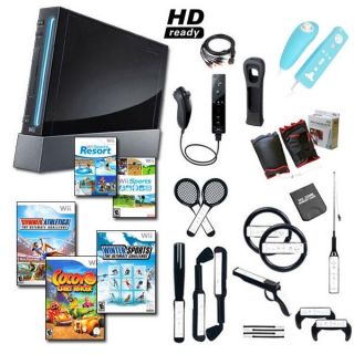 Nintendo Wii Black Mega Bundle with 20 Games and Much More