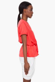 CARVEN Coral Satin Knot Blouse for women