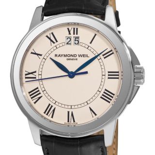 Raymond Weil Mens Tradition Leather Strap Beige Face Watch