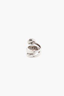 Alexander McQueen Silver Tone Spiral Twin Ring for women