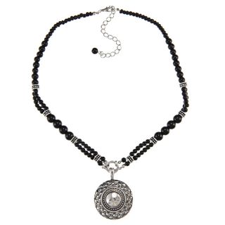 Crystale Silvertone Genuine Black Onyx Bead Disc Necklace Today $17