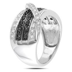 Miadora Sterling Silver 1/2ct TDW Black and White Diamond Ring