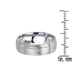 14k Two tone Gold Mens Double Groove Wedding Band