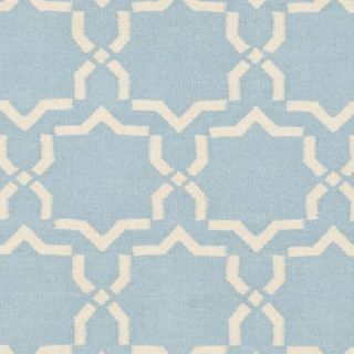 Moroccan Light Blue/ Ivory Dhurrie Wool Rug (6 Square)