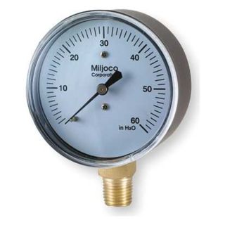 Miljoco LP2507L240 Pressure Gauge, 2 1/2 In, 0 to 60 In WC