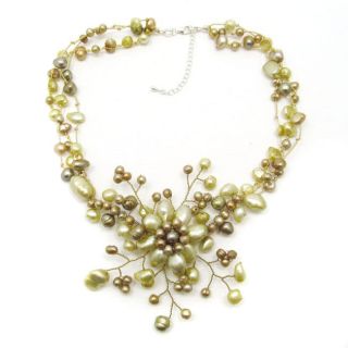 Golden Sunflower Blossom Freshwater Dyed Pearl Necklace (Thailand