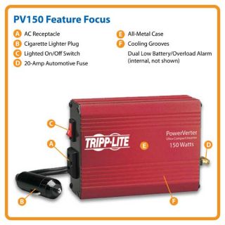 Tripp Lite PV150 Portable Auto Inverter 150W 12V DC to AC 120V 5 15R 1