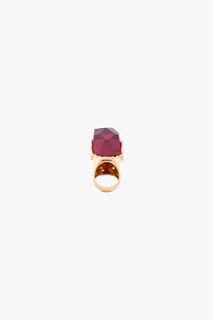 Alexander McQueen Burgundy Crystal Skull Ring for women