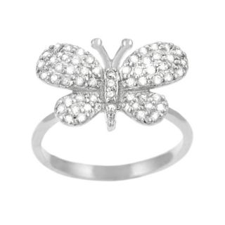 Tressa Sterling Silver CZ Pave Butterfly Ring