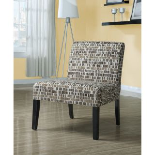 Beige/ Olive Green Textured Brick Fabric Accent Chair